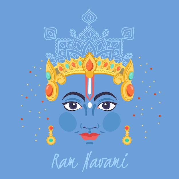 Estilo desenhado à mão com ram navami