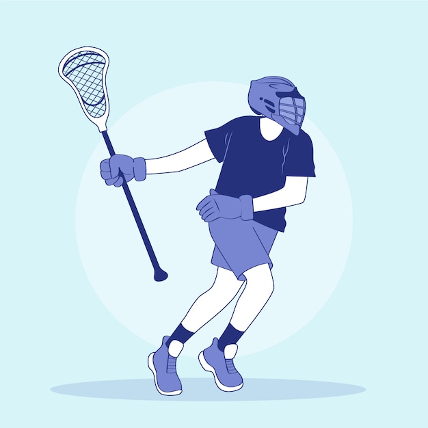 Estilo desenhado à mão da ilustração do jogador de lacrosse