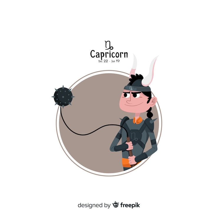 Vetor grátis estilo desenhado de mão de caráter de capricórnio