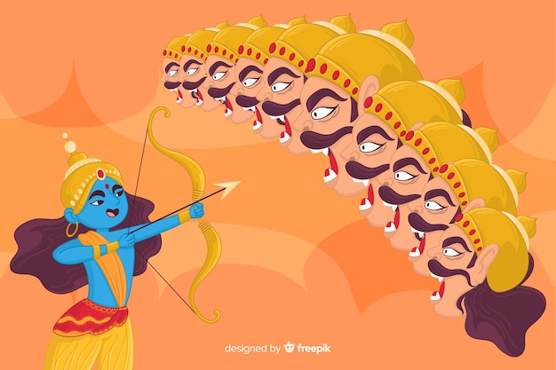 Estilo desenhado de mão de fundo dussehra