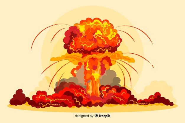 Estilo dos desenhos animados de efeito de explosão nuclear