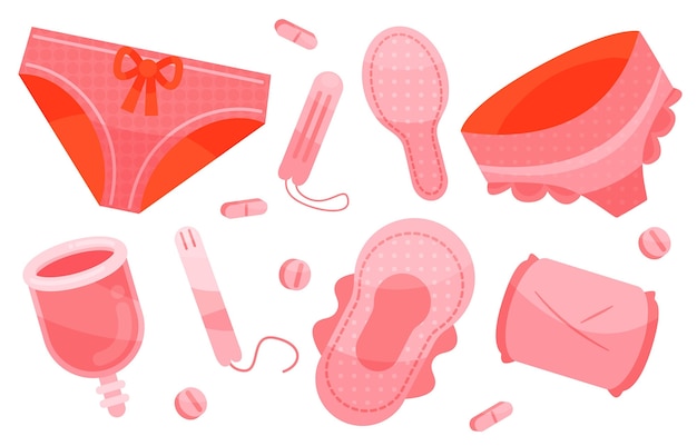 Estilo ilustrado de produtos de higiene feminina
