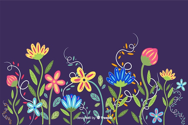 Estilo plano de fundo de flores coloridas