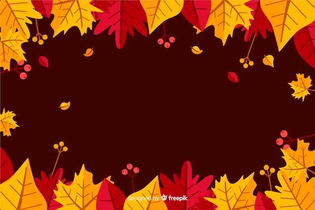 Estilo plano de fundo de folhas de outono