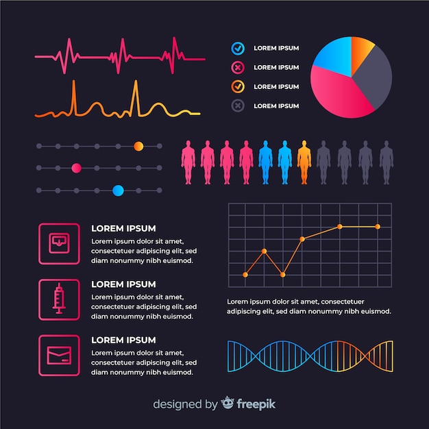 Vetor grátis estilo plano de saúde infográfico modelo