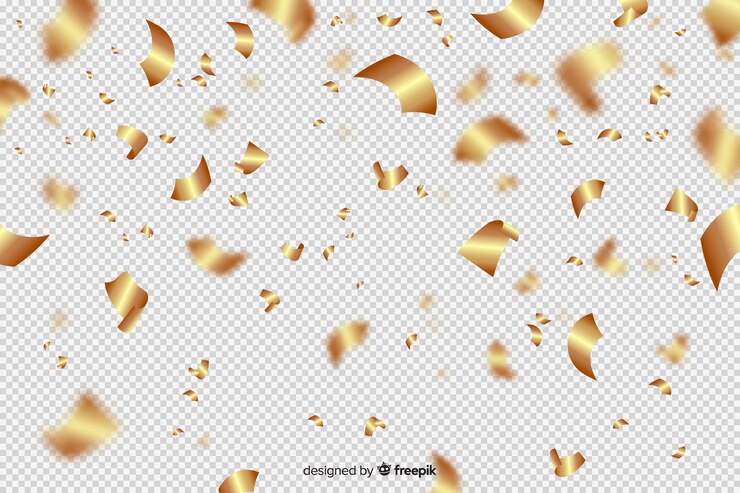 Vetor grátis estilo realista de fundo dourado confete