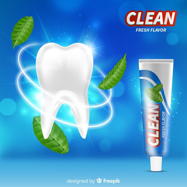 Estilo realista de publicidade de creme dental fresco