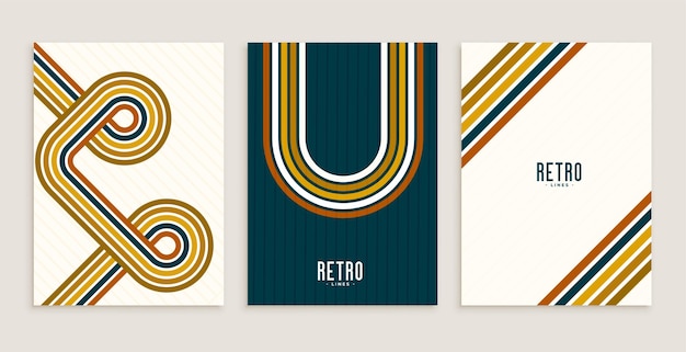 Vetor grátis estilo retro linhas listradas fluem designs de pôsteres