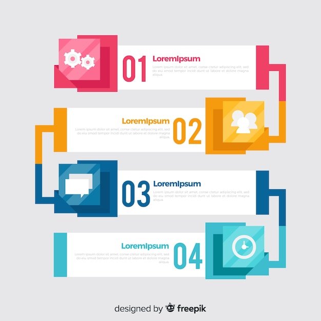 Estilo simples de modelo de etapas infográfico