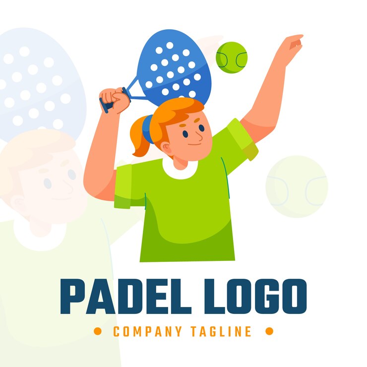 Vetor grátis estilo simples do modelo do logotipo padel