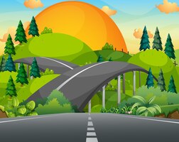 Estrada e ponte sobre as montanhas