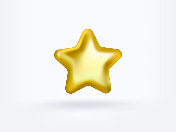 Vetor grátis estrela de ouro 3d ganhe prêmio e mostre o elemento de design renderização em 3d estrela de ouro do vetor 3d