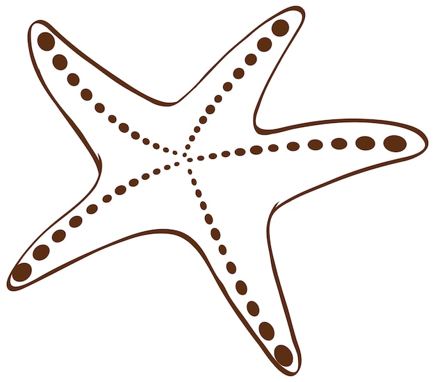 Estrela do mar em estilo simples doodle no fundo branco