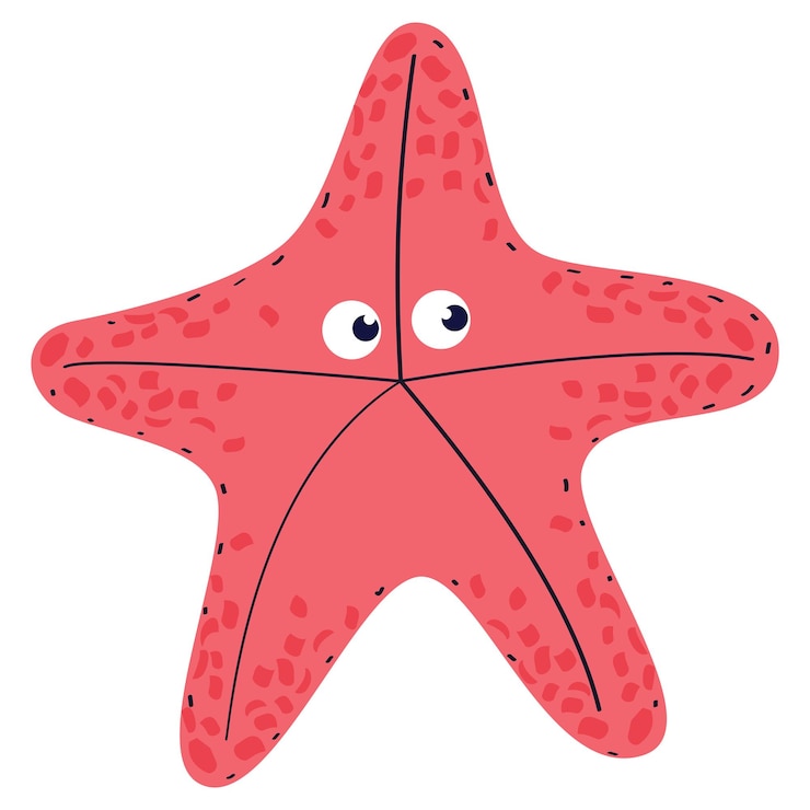 Vetor grátis estrela do mar vida marinha animal selvagem personagem