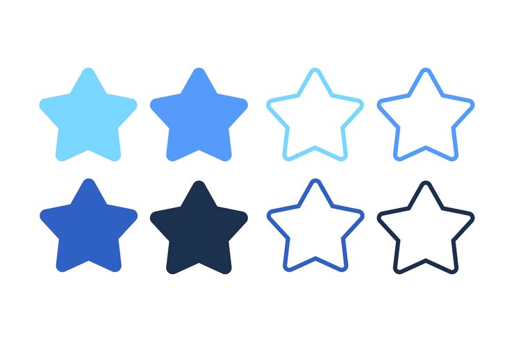 Vetor grátis estrelas azuis definidas e planas