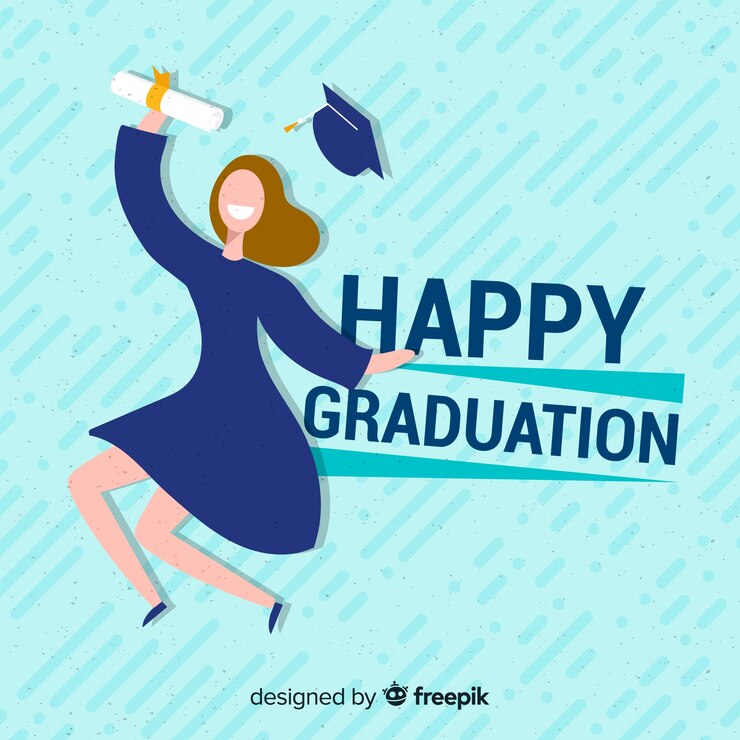 Vetor grátis estudante feliz, graduando-se com design plano