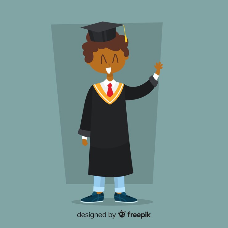 Vetor grátis estudante feliz, graduando-se com design plano