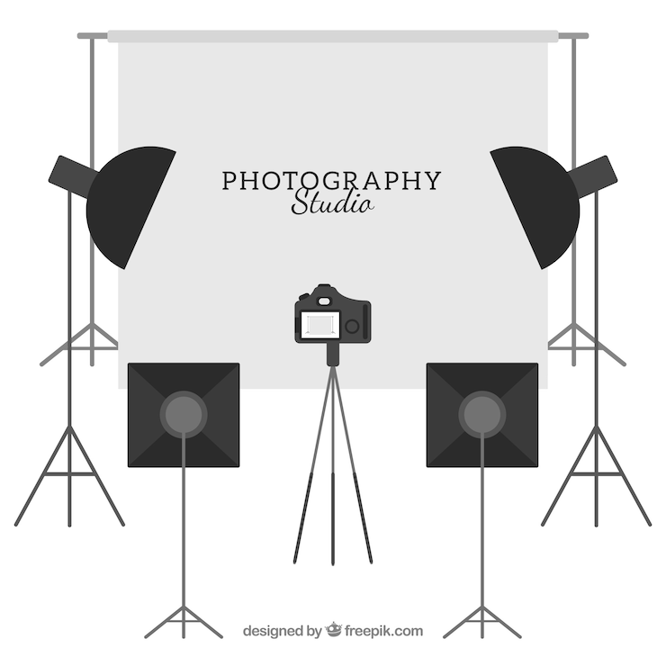 Vetor grátis estúdio fotográfico equipado