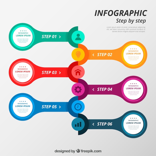 Vetor grátis etapas coloridas infográfico