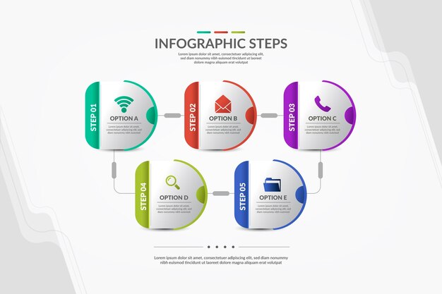 Etapas coloridas infográfico