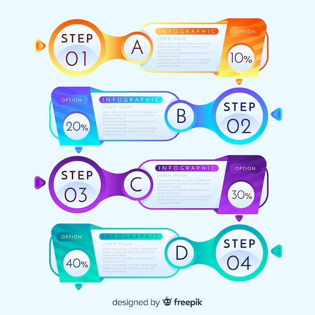 Etapas de gradiente infográfico