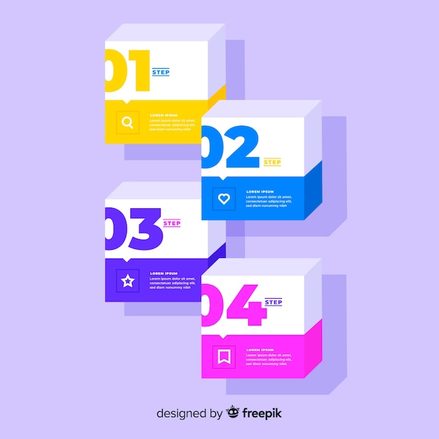 Etapas de infográfico design plano