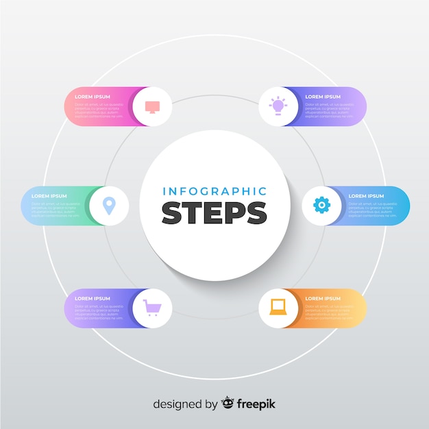 Etapas de infográfico gradiente plana