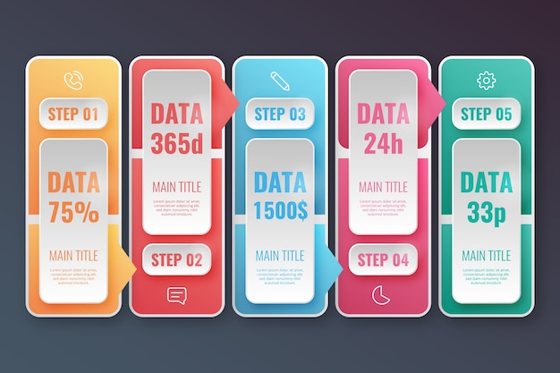 Etapas de infográfico lustroso realista