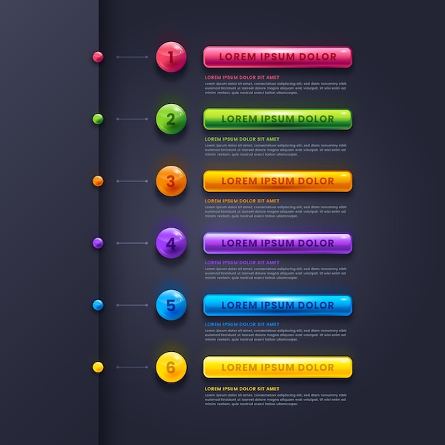 Vetor grátis etapas de infográfico lustroso realista