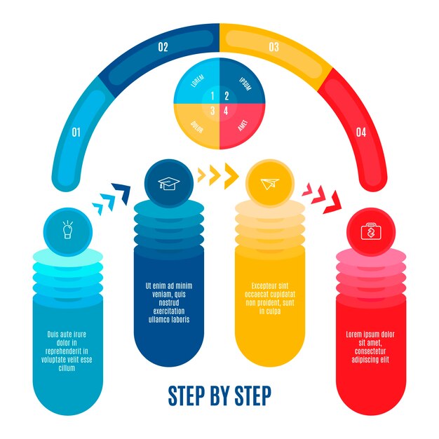 Vetor grátis etapas de infográfico plana modelo