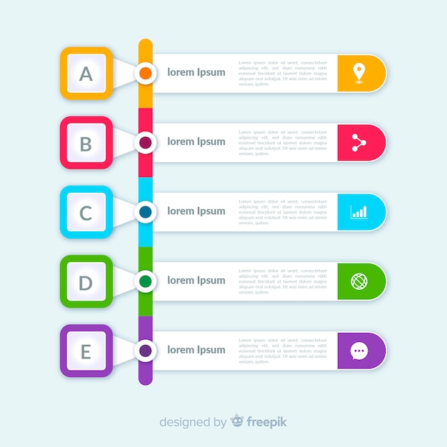 Etapas de infográfico plano colorido