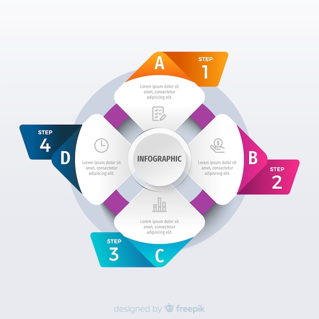 Etapas infográfico de origami