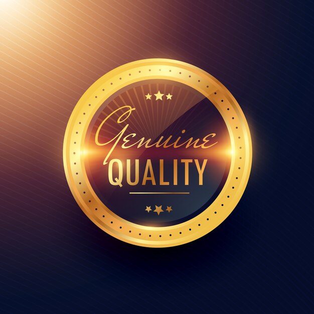 Etiqueta de ouro premium de qualidade genuína e design de crachá