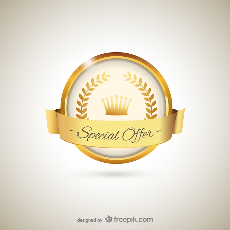 Vetor grátis etiqueta dourada para oferta especial