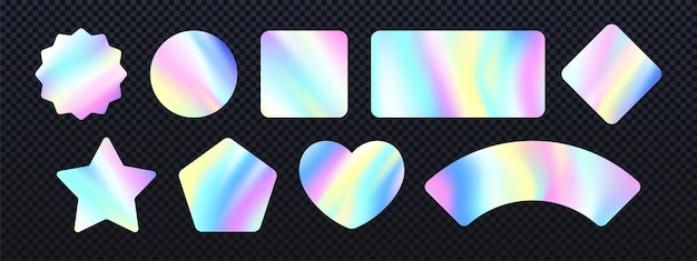 Vetor grátis etiqueta ou etiqueta de textura iridescente holográfica