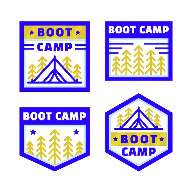 Etiquetas de acampamento de design plano