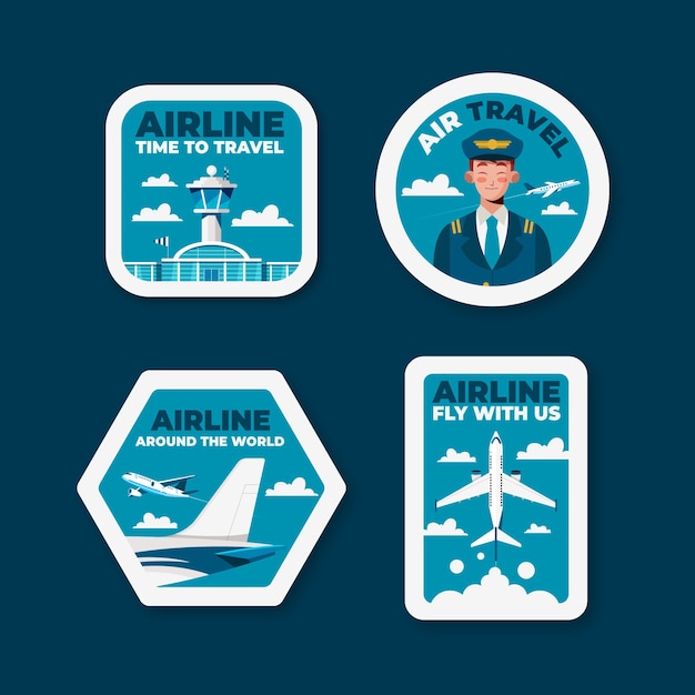 Vetor grátis etiquetas de companhias aéreas desenhadas à mão