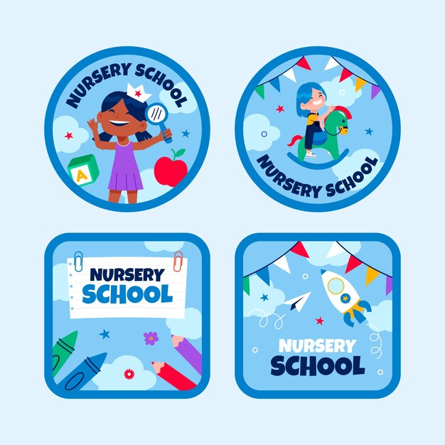 Etiquetas de creche de design plano
