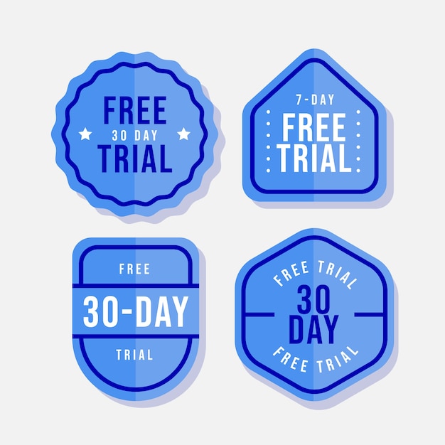 Etiquetas de teste gratuito de design plano
