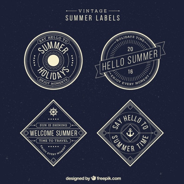 Vetor grátis etiquetas do verão no estilo do vintage