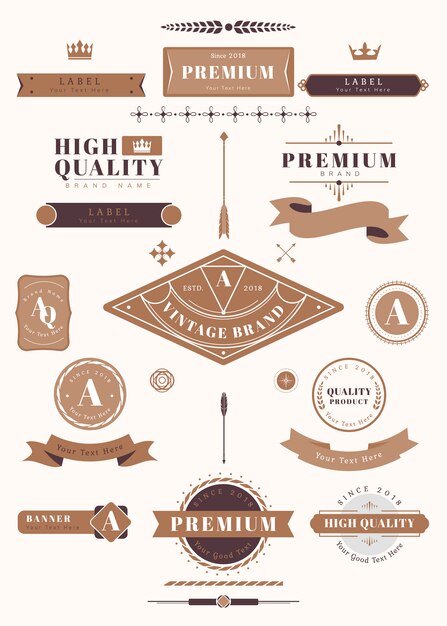 Etiquetas e emblemas vintage