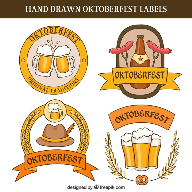 etiquetas oktoberfest desenhados à mão