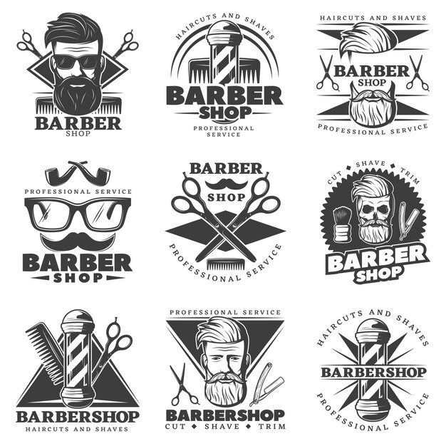 Etiquetas vintage de barbeiro moderno