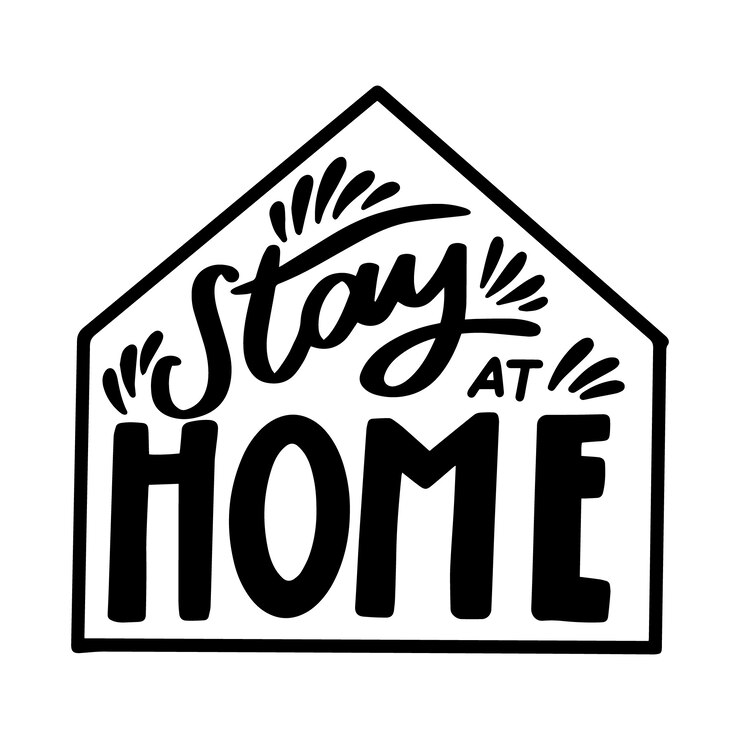 Vetor grátis eu fico em casa lettering