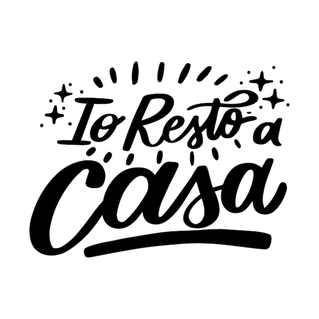 Eu fico em casa lettering