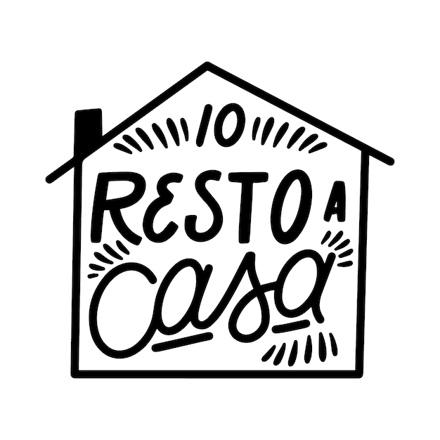 Eu fico em casa lettering