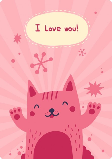 Eu te amo cartão com gato happyness