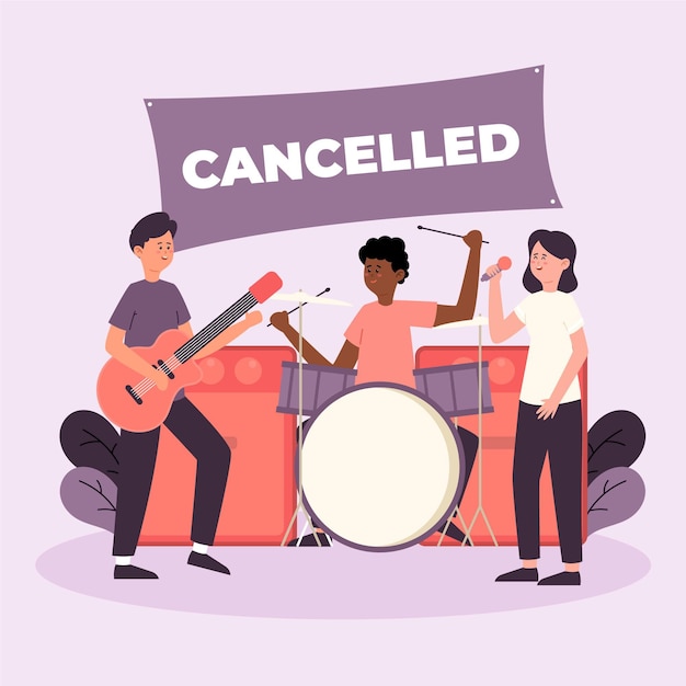 Vetor grátis eventos musicais cancelados com banda