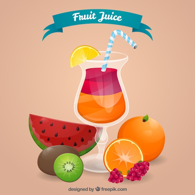 Excelente fundo com bebida e frutas coloridas