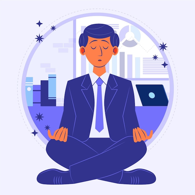 Vetor grátis executivos de planos orgânicos meditando ilustração